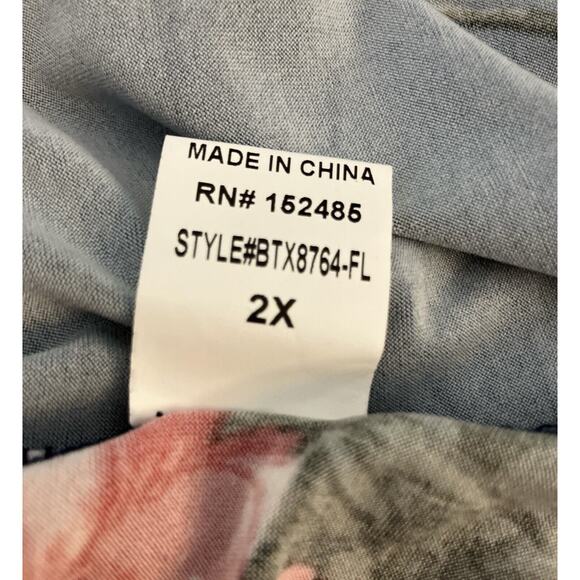 Stitch Fix Womens Sz 2X Floral Basima Tank Cross Cross Back BoHo Romantic NWT - Picture 6 of 6